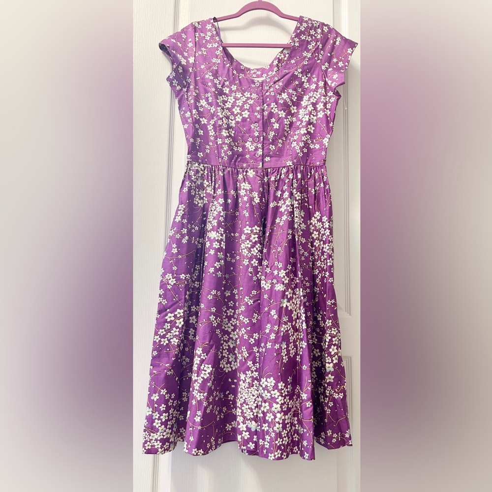 Vintage Murray Meisner (70’s/80’s) Purple Cherry Blossom Dress